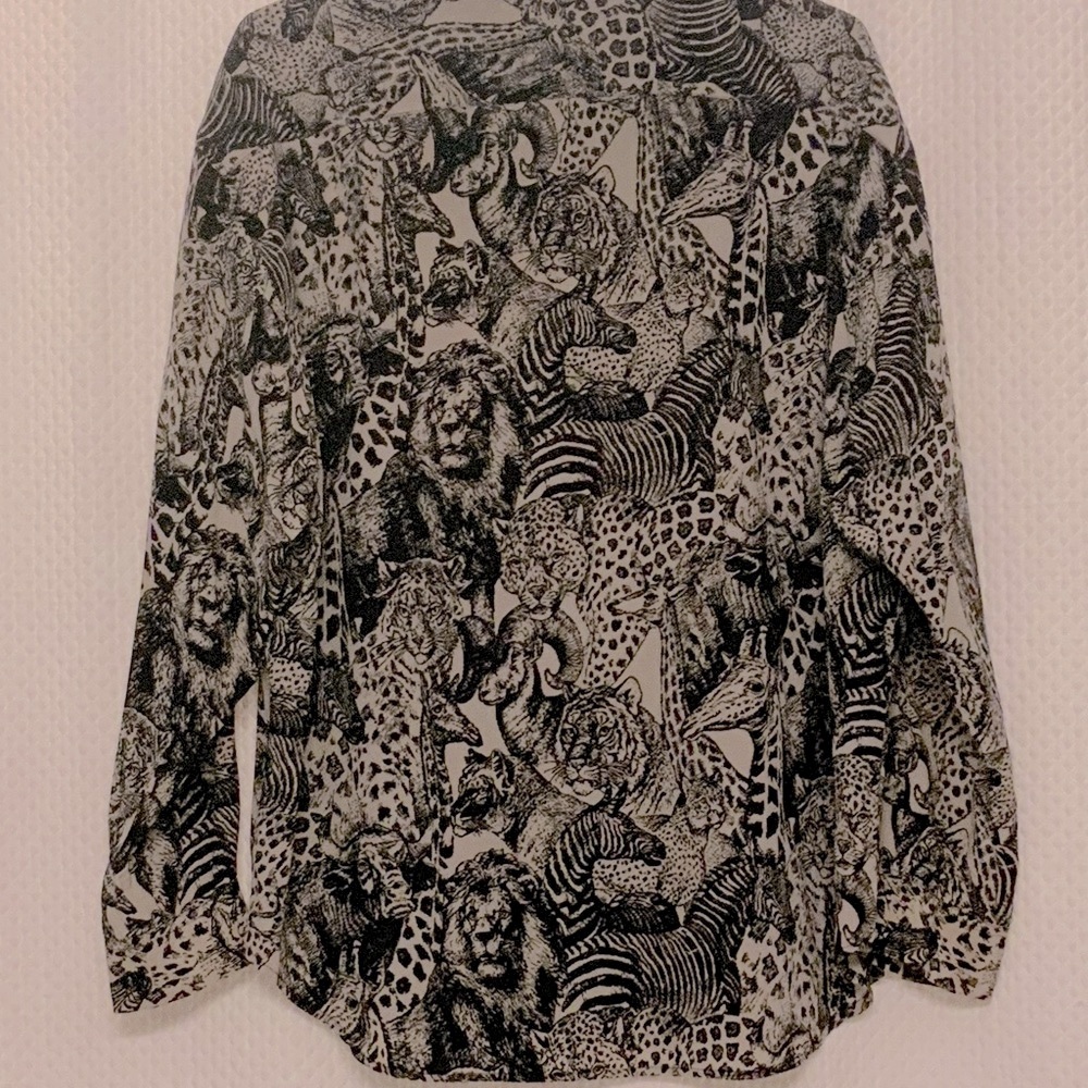 vintage sheer 100% silk animal print button down
